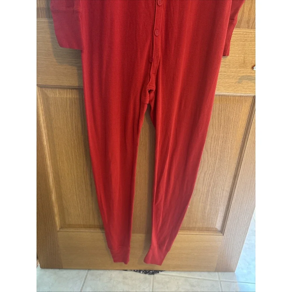 Morgan Mills Mens XL Red Cotton/Polyester Long Sleeve Union Suit Pajamas